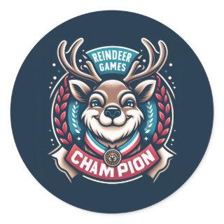 Reindeer Games Champion Classic Round Sticker
