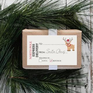 Reindeer Official Santa Claus Gift Present North P Rectangular Sticker
