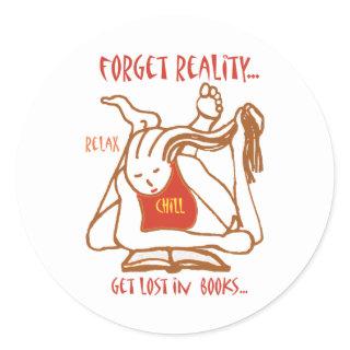 relax, chill, read classic round sticker