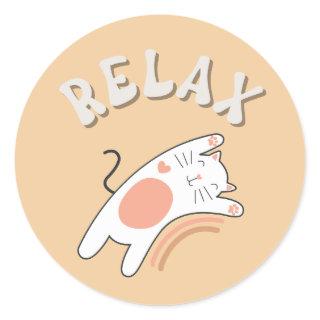 RELAX FUNNY CAT Classic Round Sticker