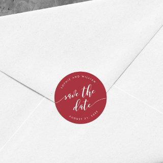 Relax Script Save the Date Editable Color Classic Round Sticker