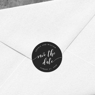 Relax Script Save the Date Editable Color Classic Round Sticker