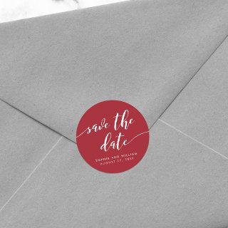 Relax Script Save the Date Editable Color Classic Round Sticker