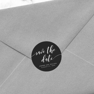 Relax Script Save the Date Editable Color  Classic Round Sticker