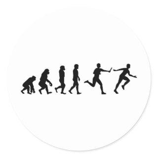 Relay Race Athlete Running Runner Evolution  Classic Round Sticker