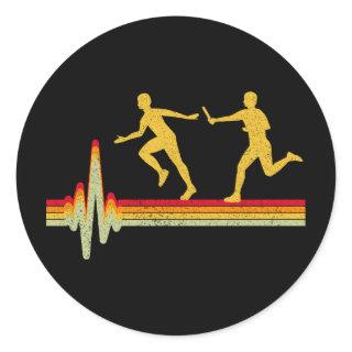 Relay Race Run Athlete Track and Field Running Classic Round Sticker