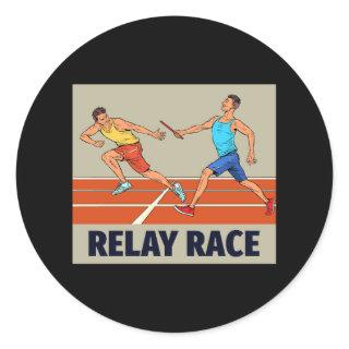 Relay Race Run Athlete Track and Field Running Classic Round Sticker