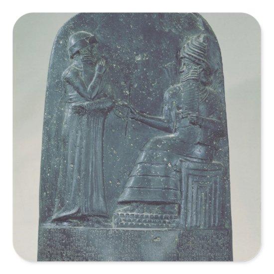 Relief Figure of the God Shamash dictating laws Square Sticker