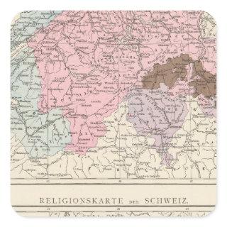 Religious and Linguistic Map of Switzerland Square Sticker