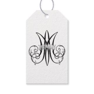 Religious Marian Monogram "M" Black & White  Gift Tags