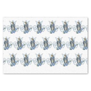 Religious Virgin Mary Marian Cross Blue Flowers  Tissue Paper