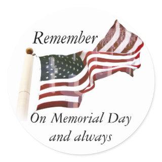 Remember Memorial Day  Classic Round Sticker