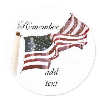 Remember  Memorial Day - Crosses Within Old Glory Classic Round Sticker