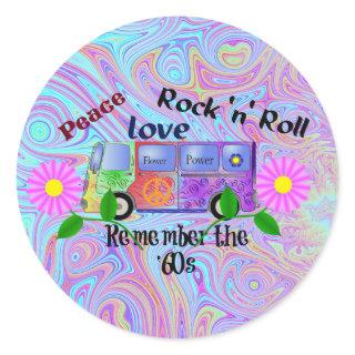 Remember the Sixties, psychedelic design, Classic Round Sticker