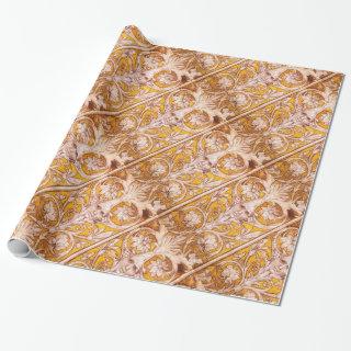 RENAISSANCE GROTESQUE FACE WITH GOLD WHITE FLORAL