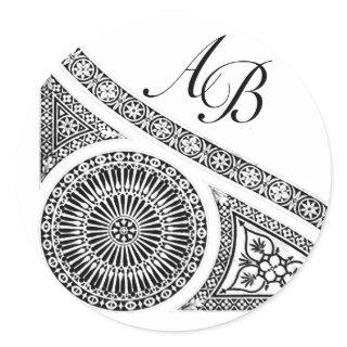 RENAISSANCE MONOGRAM CLASSIC ROUND STICKER