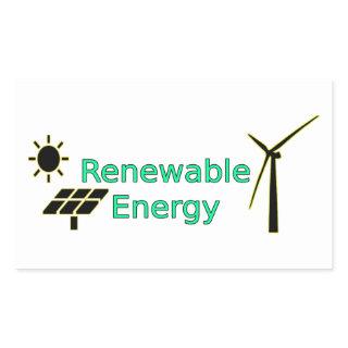 Renewable Energy Logo Solar Panels Wind Turbine Rectangular Sticker