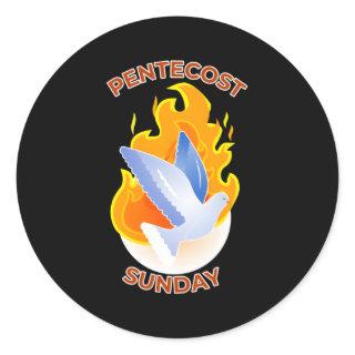 Renewal And Rebirth Flames Of Pentecost Dove Classic Round Sticker