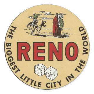 Reno Nevada vintage travel Classic Round Sticker