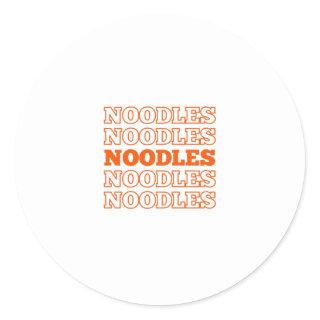 Repeated noodles text words classic round sticker