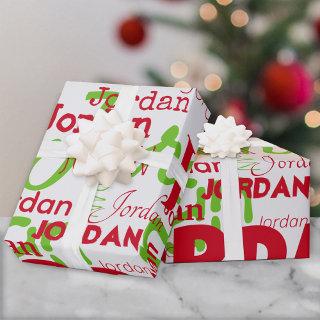 Repeating Name Red Green Font Pattern Christmas