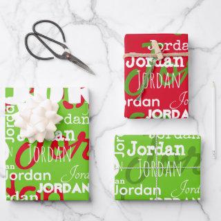 Repeating Name Red Green White Christmas  Sheets