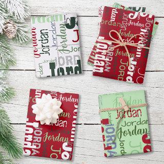 Repeating Name Red Green White Christmas  Sheets