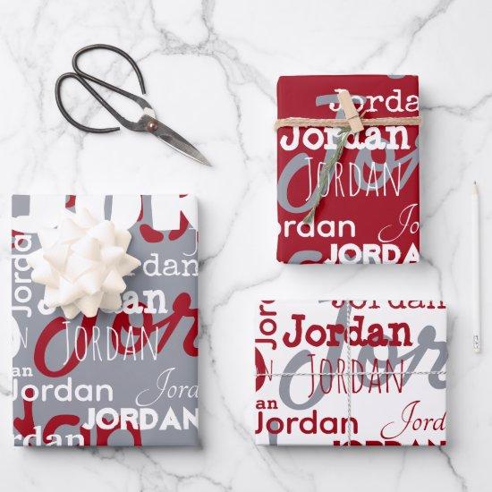 Repeating Name Red White Silver Christmas  Sheets