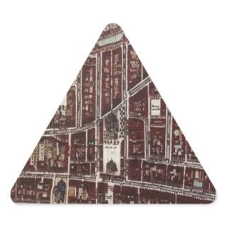 Replica city map of Delft 1649 Triangle Sticker