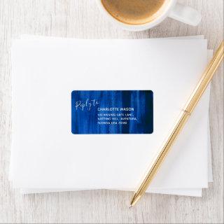 Reply blue abstract art wedding address labels