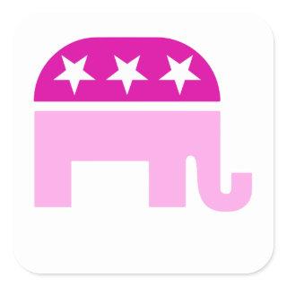 Republican Original Elephant Pink Square Sticker