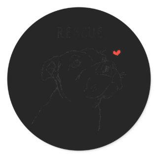 Rescue Dog Pitbull Drawing Rescue Mom Adopt Don't  Classic Round Sticker