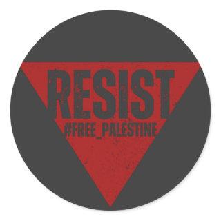 Resist word with inverted red triangle resistance  classic round sticker