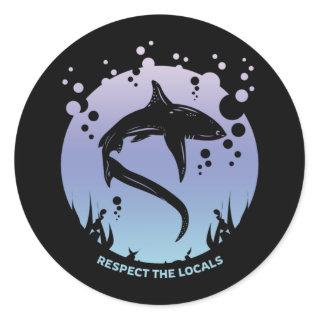 Respect The Locals - Shark Awareness Classic Round Sticker