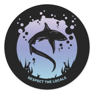 Respect The Locals - Shark Awareness Classic Round Sticker