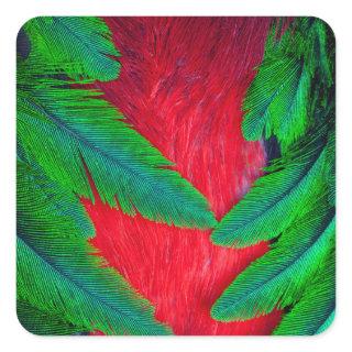 Resplendent Quetzal feather design Square Sticker