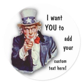 Restored Iconic Uncle Sam Image Classic Round Sticker