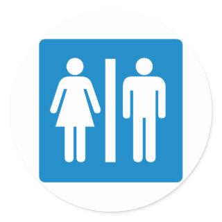 Restroom Facilities Highway Sign Classic Round Sticker