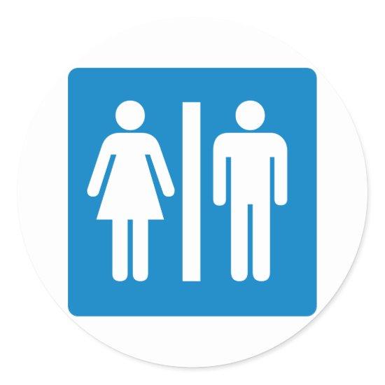 Restroom Facilities Highway Sign Classic Round Sticker