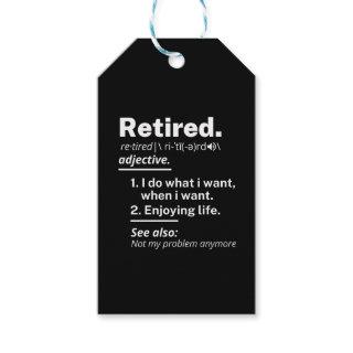 retired. definition funny retirement gift tags