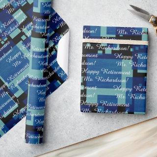 Retirement Add YOUR Text Blue Teal Mid Century