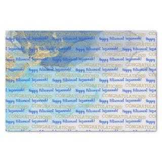Retirement Blue Gold Geode Watercolor Custom Tissue Paper