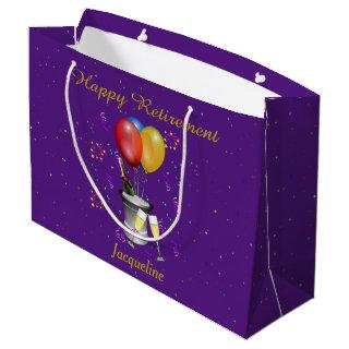 Retirement Celebration Sparkling Wine Purple Large Gift Bag