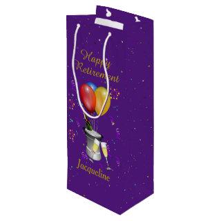 Retirement  Celebration Sparkling Wine Purple  Wine Gift Bag