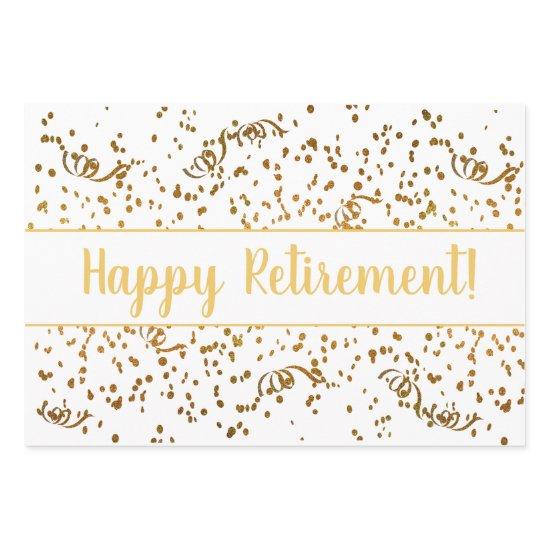 Retirement Colorful Confetti Streamers Gold Custom  Sheets