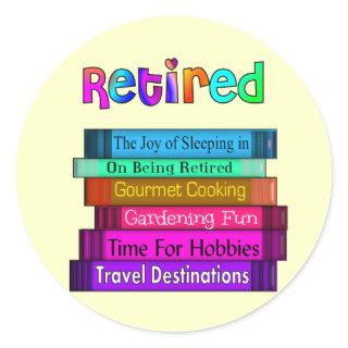 Retirement Gifts Unique Stack of Books Design Classic Round Sticker