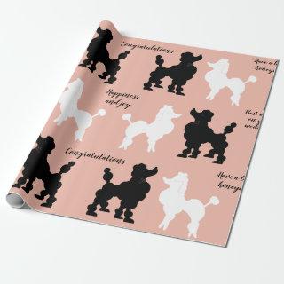 Retro 1950's White & Black Poodles on Pink Ground