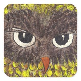 Retro 1970s Owl Square Sticker