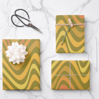 Retro 60s 70s Abstract Lines Pattern Green Yellow   Sheets