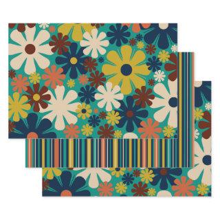 Retro 60s 70s Aesthetic Floral and Stripe Patterns  Sheets